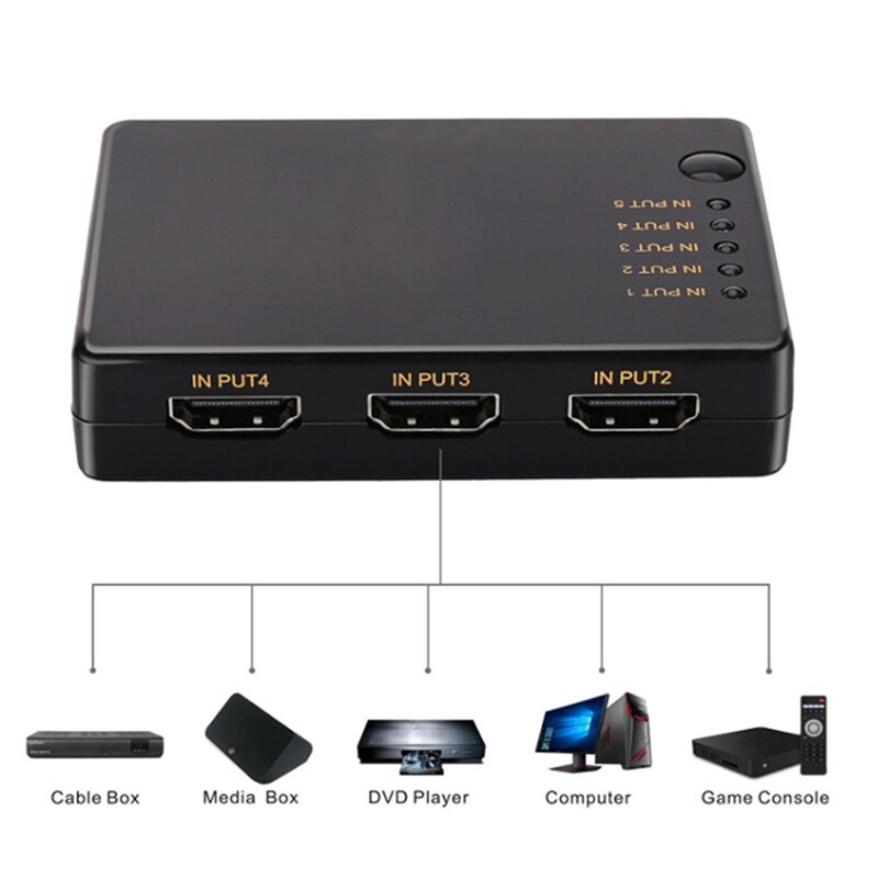 Five-in and One-out Switcher 1080P Switch with Remote Control Support Multiple Resolutions EM88
