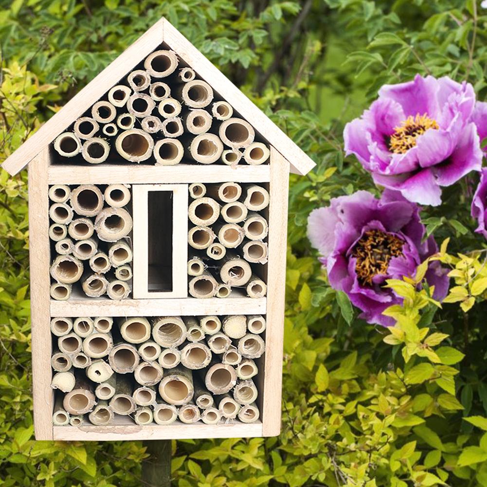 Natural Pine Bamboo Bee House Bee Hive Practical For 100 Solitary Bee Species Solitary Bees House Garden Decoration