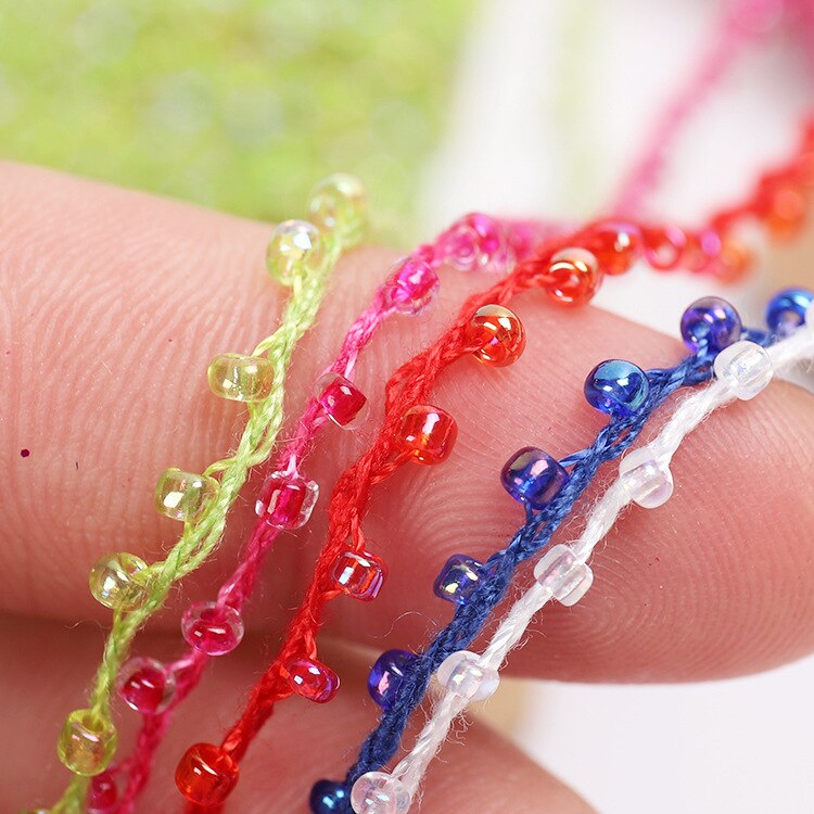 5 Yards crystal bead thread diy hand-woven rope 4ply for garment bag hat decoration