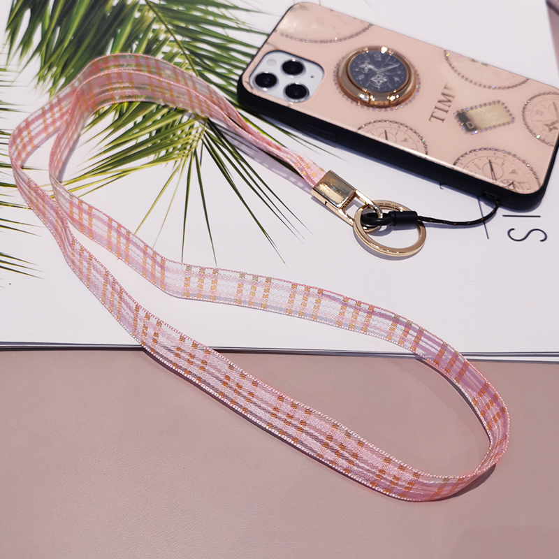 Plaid Lanyard for Iphone 13 Huawei Redmi Samsung Case Mobile Phone Bag Lanyard Keys ID Card Long Hanging Rope String