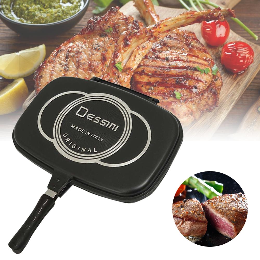 32Cm Dubbelzijdig Koekenpan Spuitgieten Factory Outlet Steak Koekenpan Grill Pan Keuken Kookgerei Snelle Levering