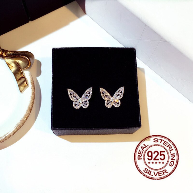 small fresh butterfly pendant white zircon necklace for Lady butterfly white zircon necklace Bowknot jewelry