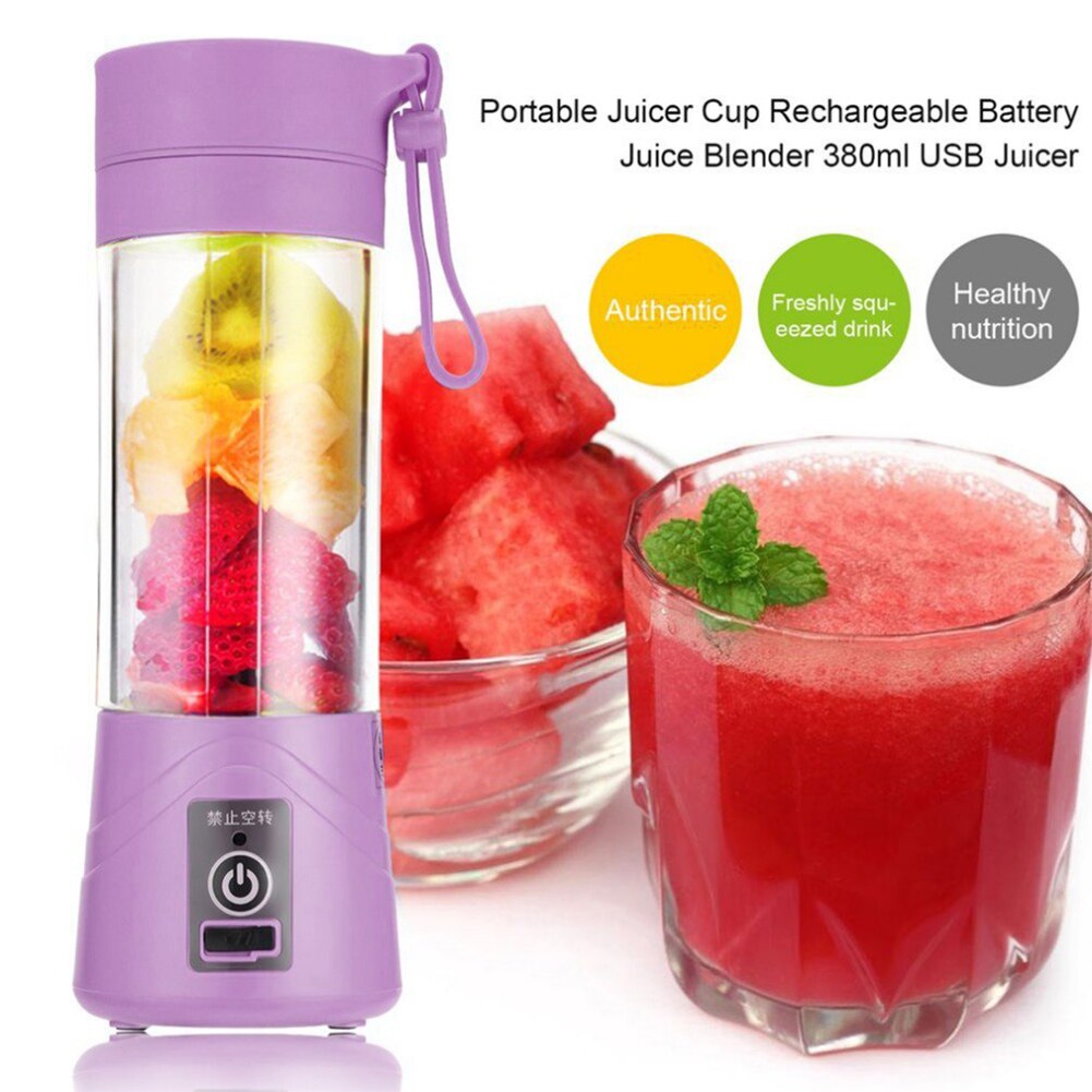 380ml juicer blenderflaska usb uppladdningsbara blad citrusfruktspressmaskiner grönsaker milkshake smoothiepressare blandmaskin: Lila