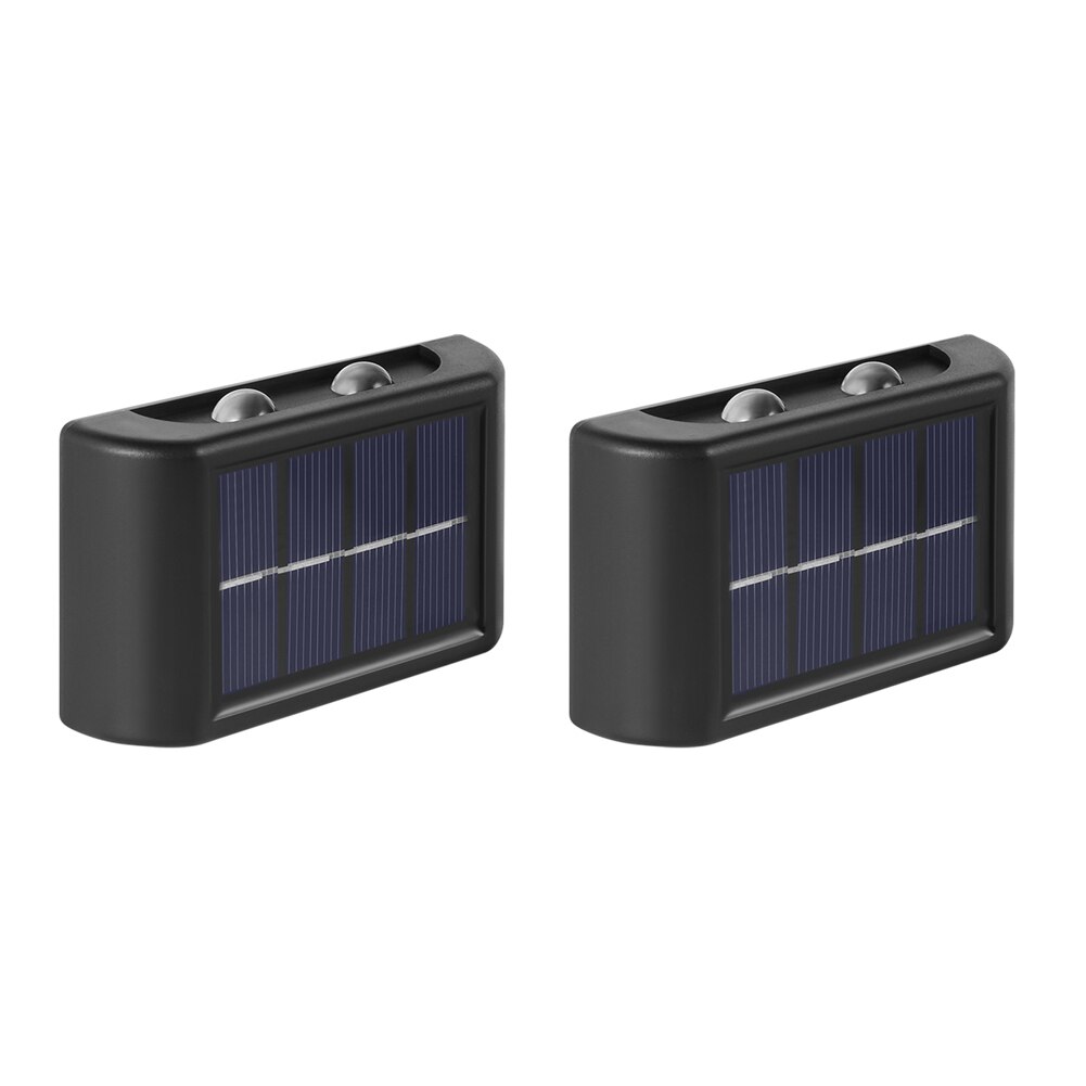 2pcs LED Solar Wall Lamp Outdoor Balcony Path Garden Porch Street Decor Waterproof Up And Down Luminous Lighting Solar Lights: 4LED White