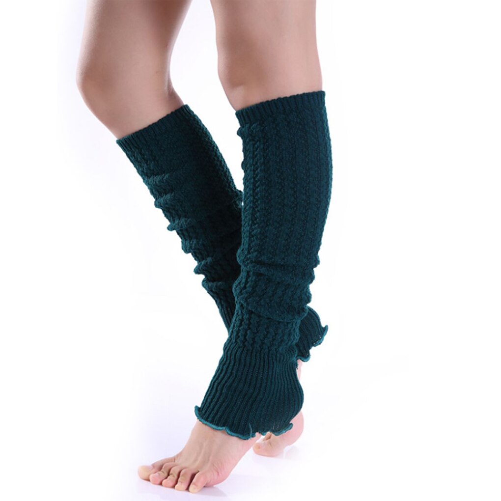 Kvinder strik tights tåløse ben varmere peplum flæse lange crop støvler luv pige strømpe kvinder varm knæ høj vinter strik strømpe