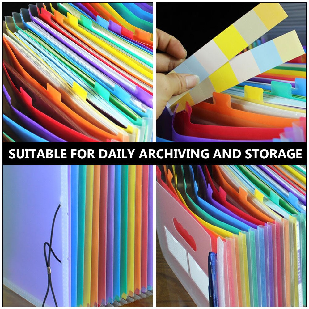 A4 Multifunction Portable File Folder 24 Pockets Rainbow Document Folder