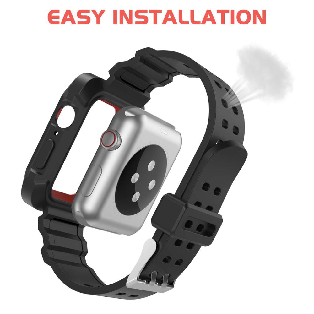 Case+strap for Apple watch band 44 mm 40mm iWatch band 38mm 42mm Silicone Protector case+bracelet Apple watch 5 4 3 2 1 38 42 40