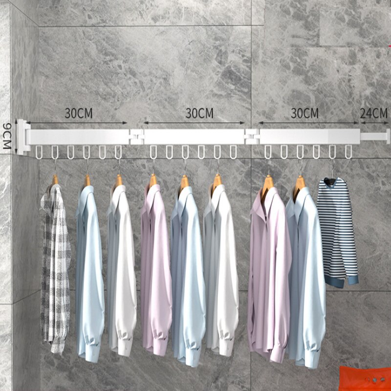 Lot De 5 Cordes à Linge Rétractables Télescopiques - Installation Murale Intérieur Extérieur