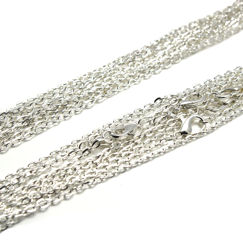 10 Uds. De collar de cadena de eslabones ovalados de Color bronce antiguo negro de 2x3mm con cierre de langosta de 50cm apto para colgantes DIY, accesorios para hacer joyas: Gris