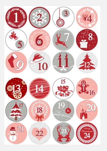 Merry Christmas Stickers Advent Calendar Number Paper Stickers Multi-Function DIY Crafts Packaging Labels Decor Tools: 3