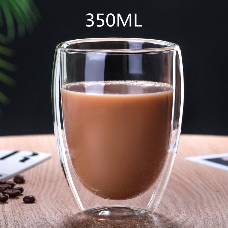 Juego de tazas de café con cristal doble, conjunto de vasos de vidrio para expreso, cerveza, té, whisky, hechos a mano, para beber: 1pcs-350ml