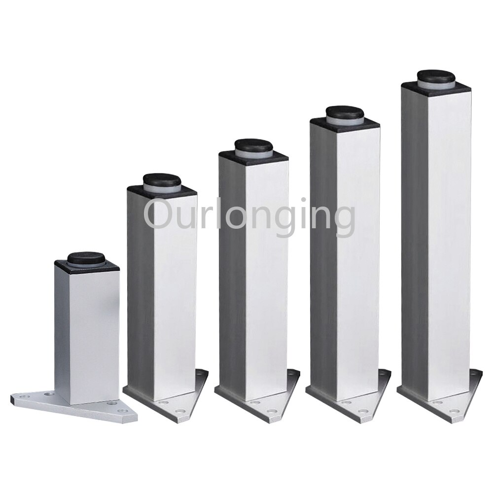 4 piezas 100mm patas de muebles de aleación de aluminio plateadas con base triangular ajustable, patas de sofá para gabinete