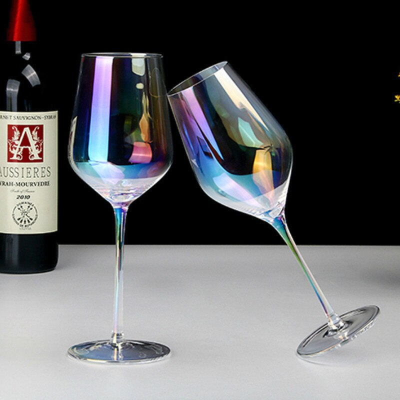 Rainbow Plating Goblet Wine Glass Crystal Cocktail Glasses Champagne Flute Brandy Glass Drinking Cup Stemless Egg Party Supplies