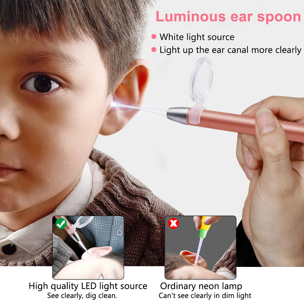 Ohr Reinigung LED Licht Ohr Reiniger Löffel Earpick Baby Ohren Reinigung Werkzeug mit Lupe Zwei Löffel Ohr Pflege Werkzeug Ohr wachs Entfernung