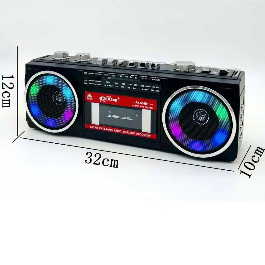 Desktop Retro Cassette Recorder Player With Am Fm Sw Portable Radio Auto Stop Tape Player With Usb/TF Card: black