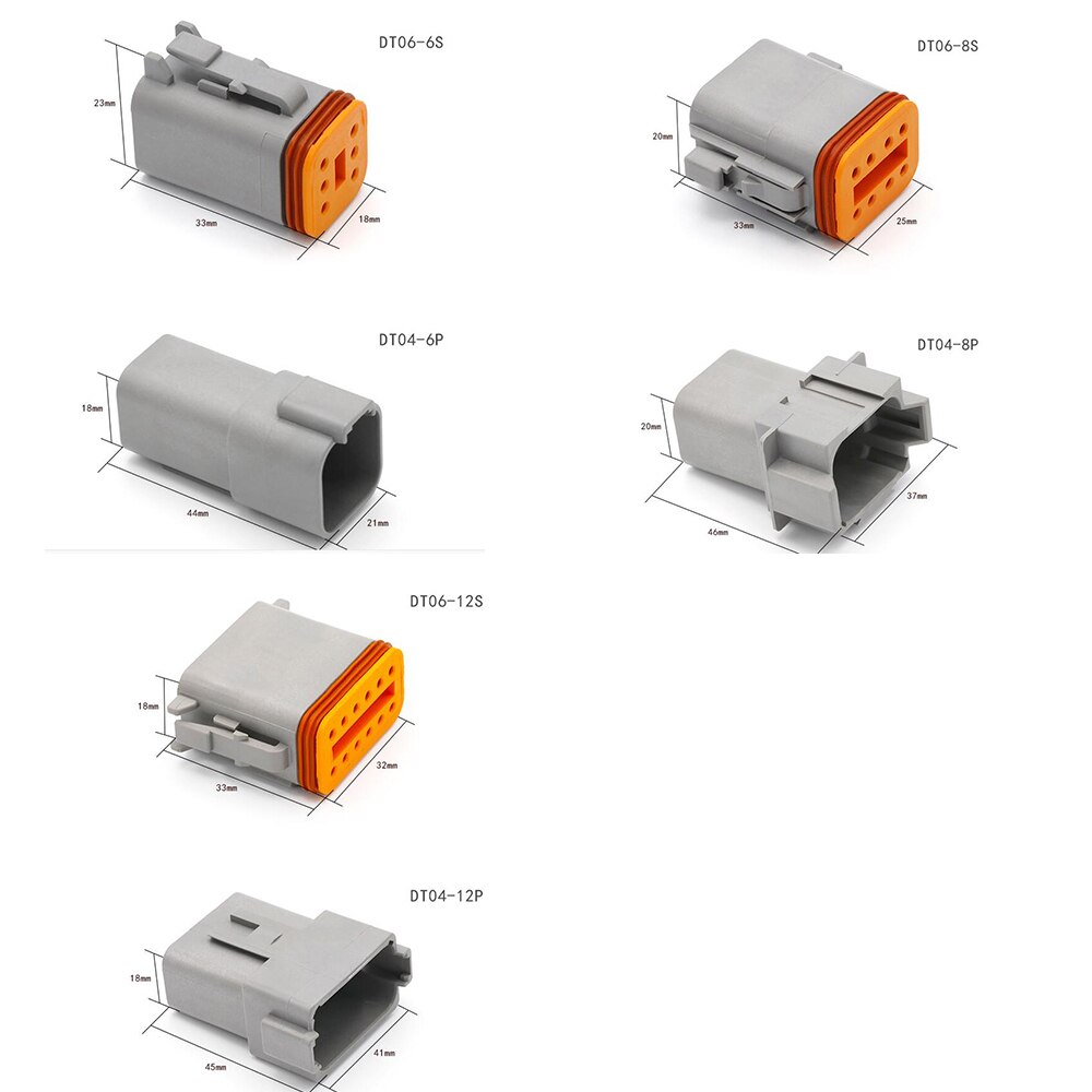 1 set deutsch  dt06 dt04 bil vattentäta kontakter hane och hona butt plug med tråd 2 3 4 6 8 12 stift 22-16 awg