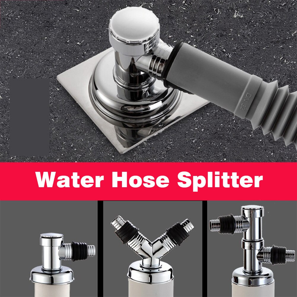 Adapter Sink Water Drain Easy Install Home Laundry Pipe Chrome Plated Kitchen Washing Machine Connector Hose Splitter Diverter