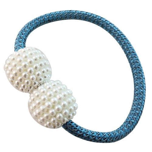 Abrazadera magnética para cortina, soporte de anillo para cortina, cuentas de perla de imitación, accesorios decorativos para el hogar: Azul