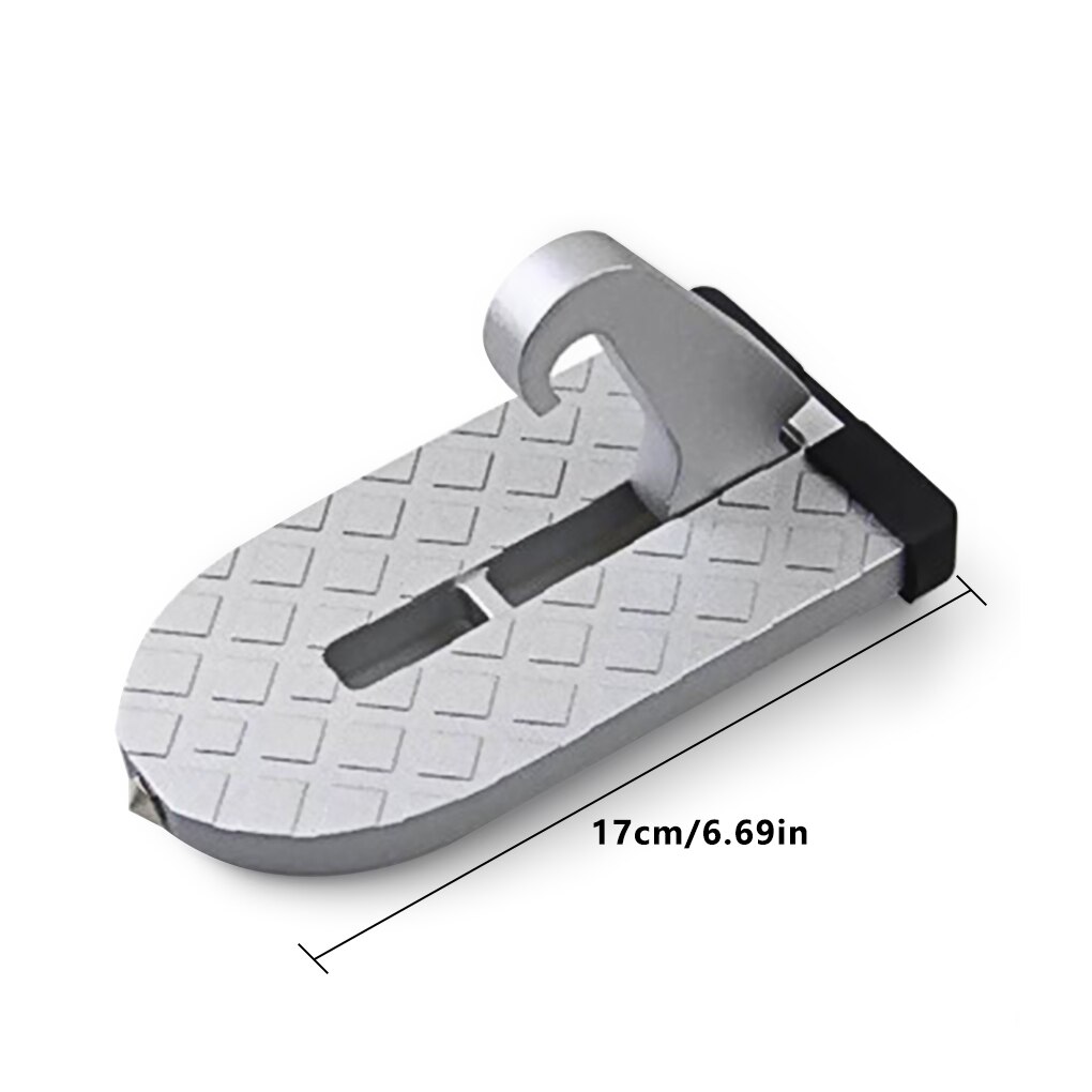 Universal Foldable Car Door Step Pedal Portable Space Saving Car Latch Hook Doorstep Aluminum Alloy Roof Rack Foot Pedal Ladder: Silver Half Cover