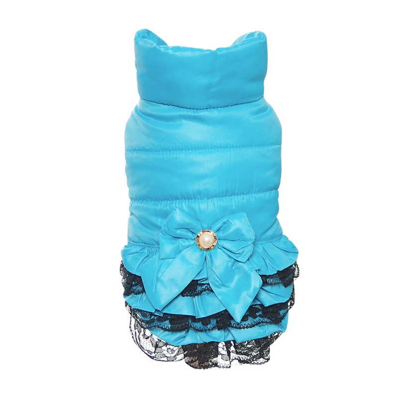 Sweet Dog Dress Clothes Winter Warm Sweety Bowknot Pet Princess Dresses Puppy Cats Teddy Dress Pet Clothing