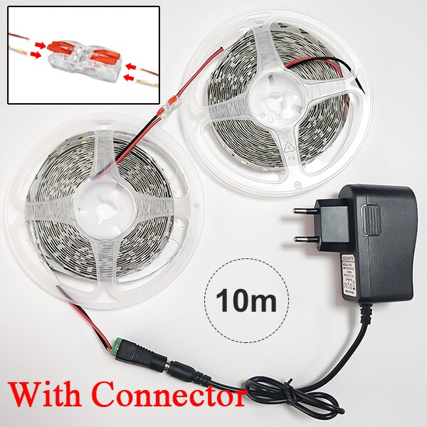 Wit Licht Led Strip Smd 5630 5730 Warm Wit Flexibele Led Strip Dc 12V Achtergrond Versieren Led Tape Lights 60 Leds/M: 10m With Connector / WHITE