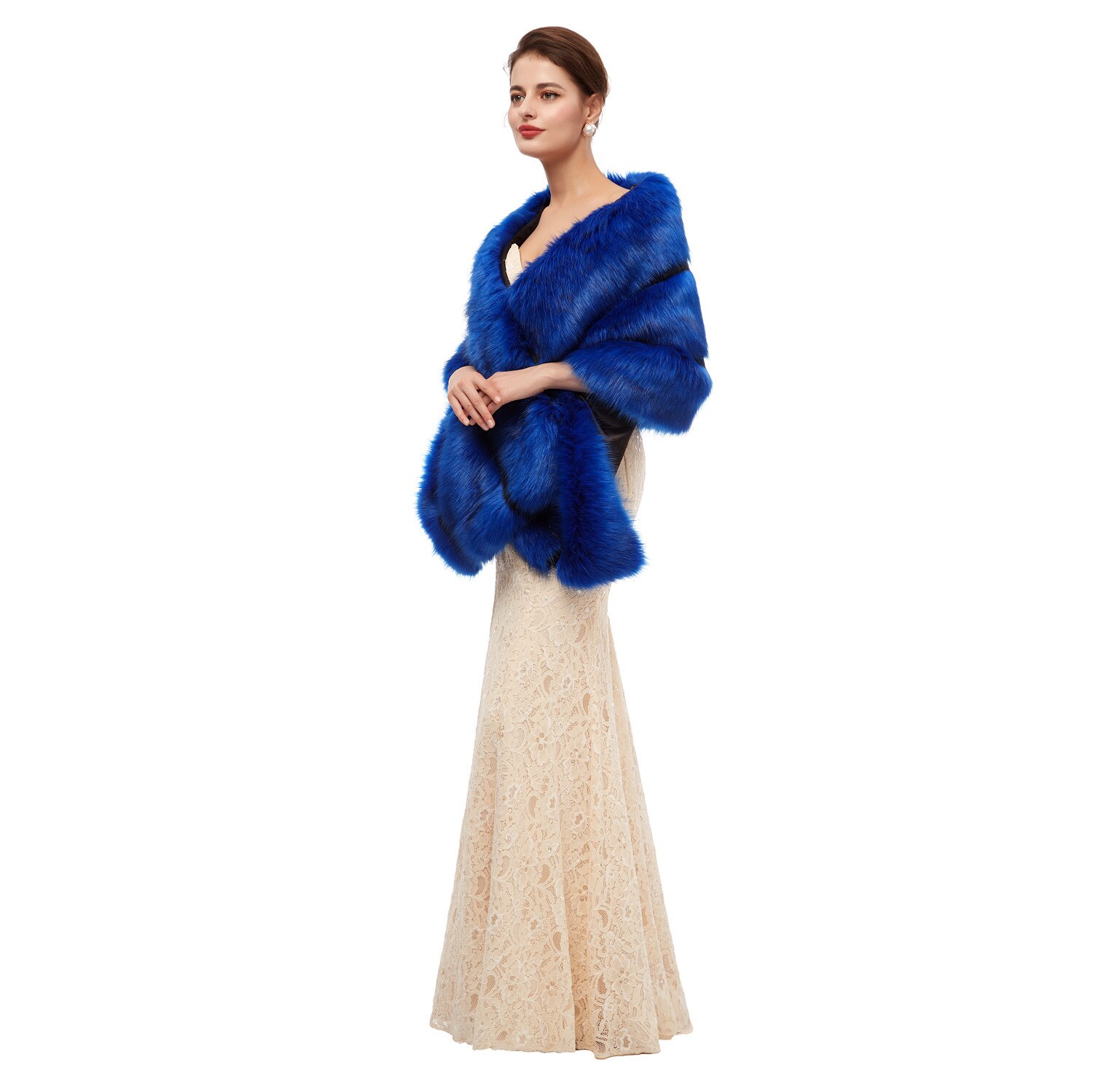 Bont Sjaal Bruiloft Wrap Vrouwen Winter 3/4 Lengte Mouwen Bridal Wraps Warm Bont Boleros Bridal Jacket Avond jas