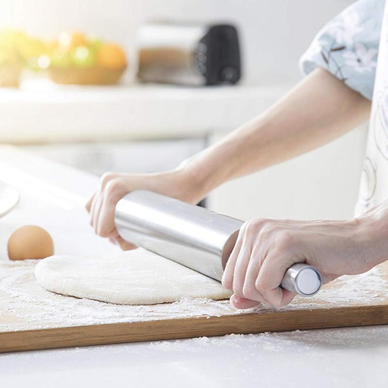 Stainless Steel Roller Non-Stick Rolling Pin Making Dough Pizza Baking 4 Sizes Baking Fondant Cake Pastry Kitchen Accessories
