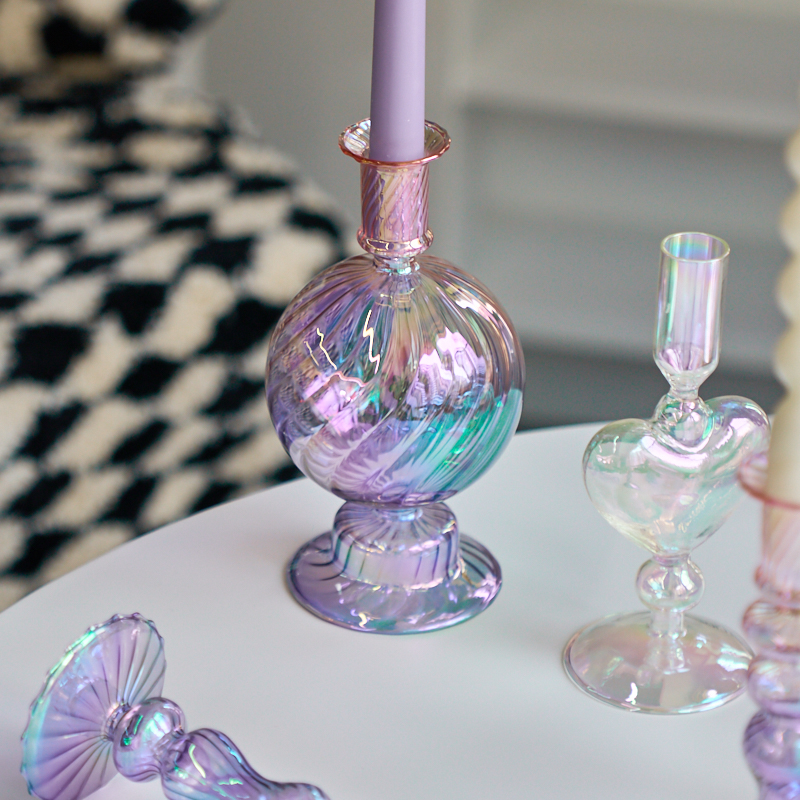 Floriddle Retro Candlesticks Taper Candle Holders Tall Candlesticks Decoration Party Glass Vase Home Decor Wedding Decoration