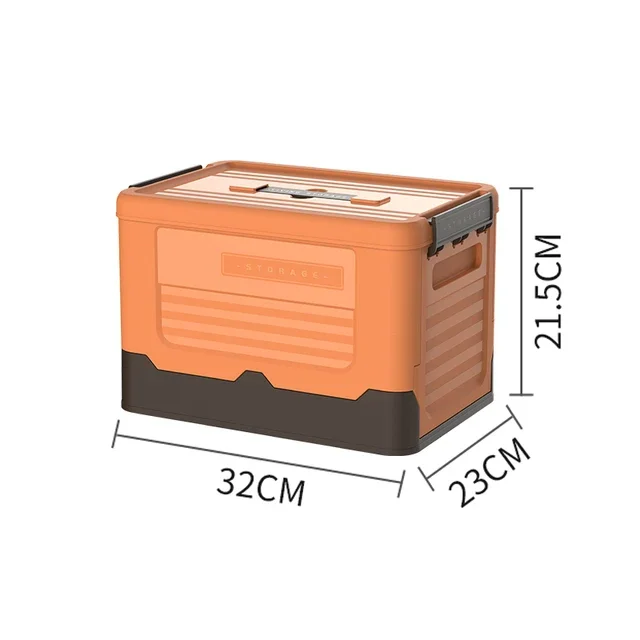 Caja de almacenamiento plegable, contenedor organizador plegable multifunción, almacenamiento de artículos diversos de plástico, caja organizadora de suministros con tapa, 1 Uds.: Caqui oscuro
