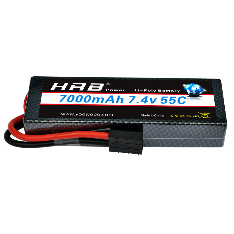 HRB 2S 7.4V RC Lipo Battery 3300mah 4200mah 6000mAh 7000mah 8000mah 100C Hard Case For Traxxas 1/10 Scx10 1/12 RC Monster Cars: 2S 7000mah 55C