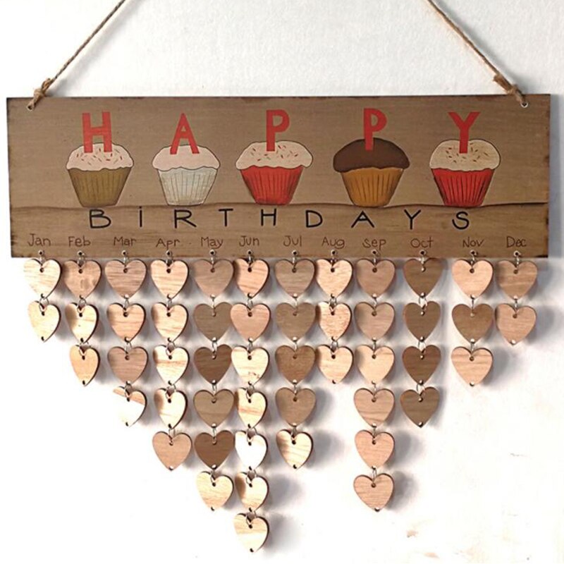 bricolage familles amis tenture murale calendriers décor anniversaire imprimé en bois calendrier maison suspendus décor bois calendrier: M