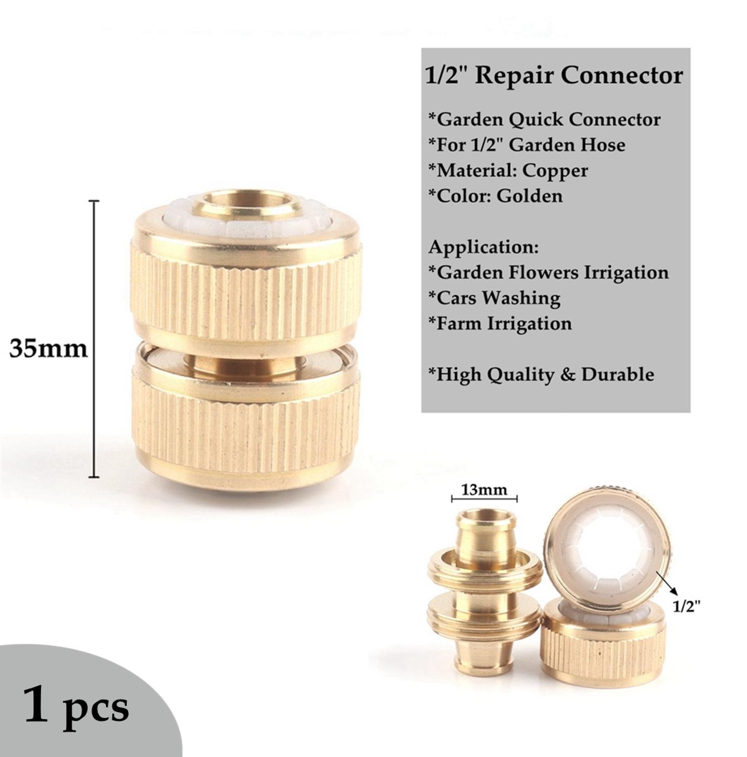 1pcs 1/2" 3/4"Garden Quick Connector Copper Thread Mental Joint Irrigation Hose Fittings Watering Tube Accessories Pipe Adaptor: 1l2in Connector(F)