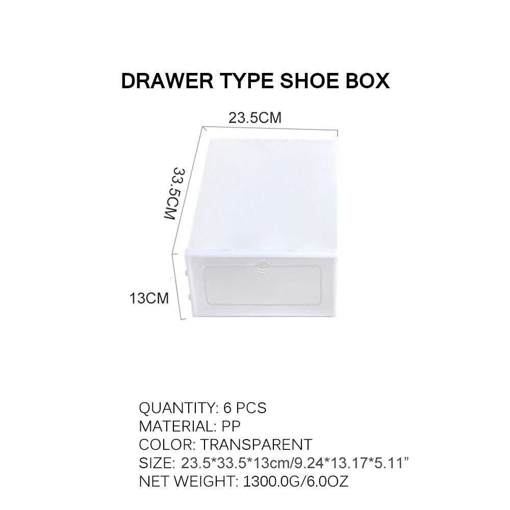 6 Stks/partij Schoenen Rek Plastic Stapelbare Schoenendozen Schoenendoos Schoen Organisator Voor Hoge Hakken Sneakers Opslag Schoenen Lades