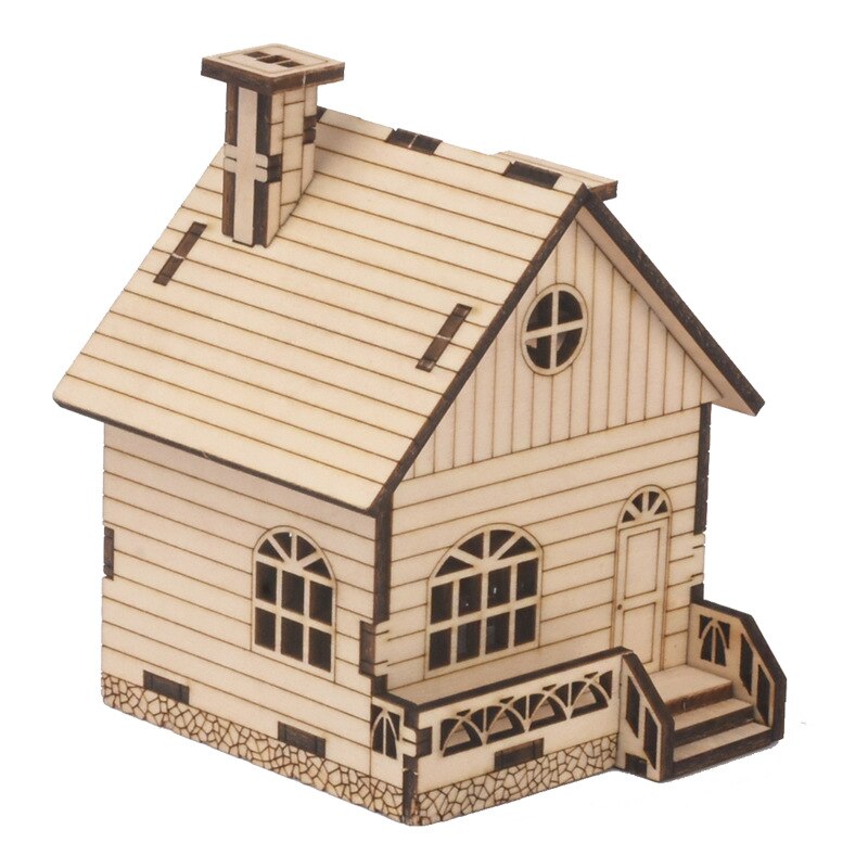 Feooe Houten Huis Vorm Acht-Tone Box Assembly Hand-Shake Music Box Aan Kinderen Ambachten cj