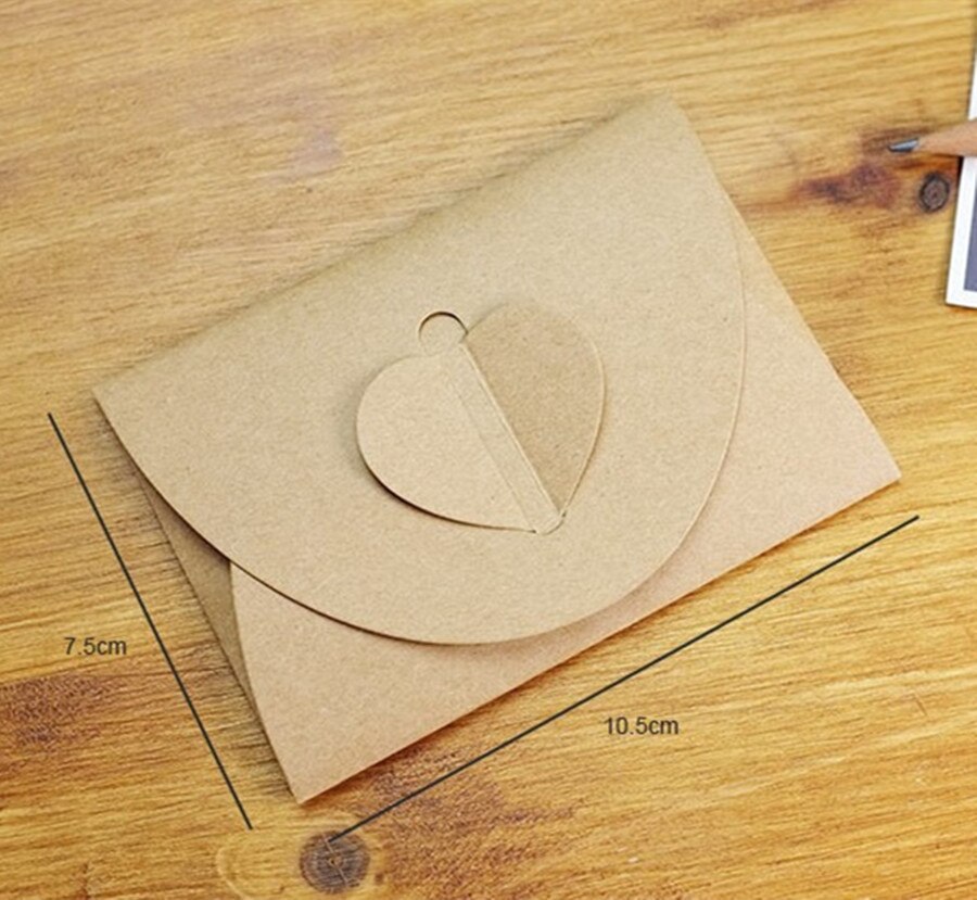 10 stks/partij 105*75mm Vintage Romantische Hart serie Kraftpapier Envelop DIY