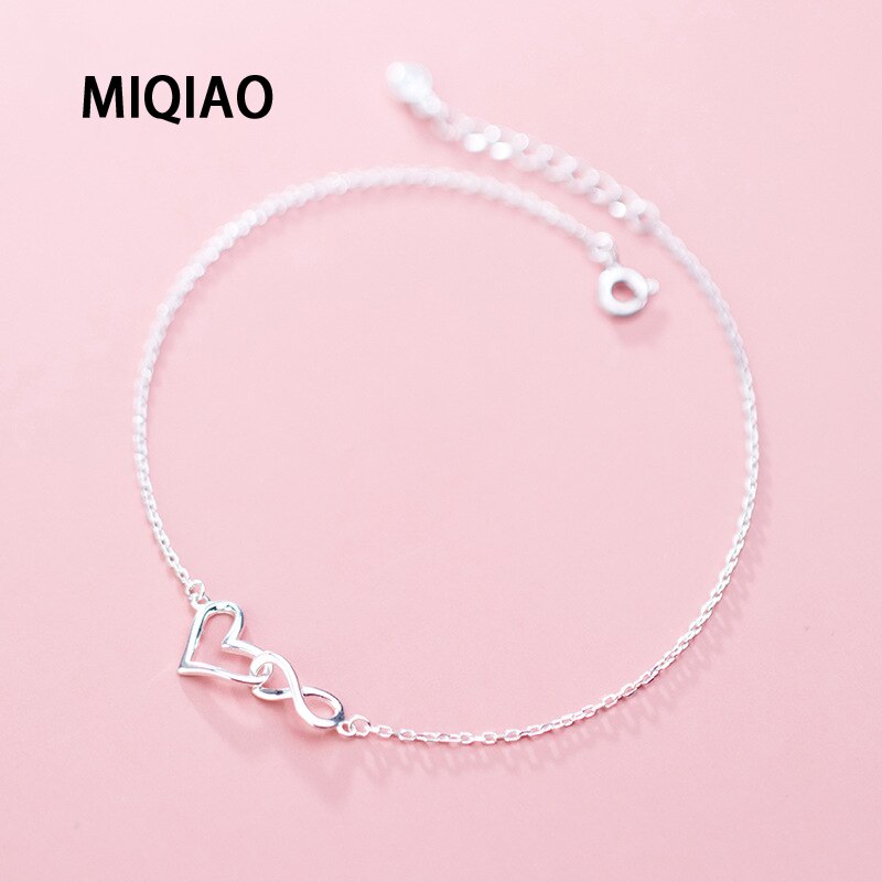 MIQIAO 925 Sterling Silber Herz Geformt Fußkettchen frauen Armbänder Auf Bein Weiblichen Liebe Fuß Kette Schmuck Länge 21,5 CM