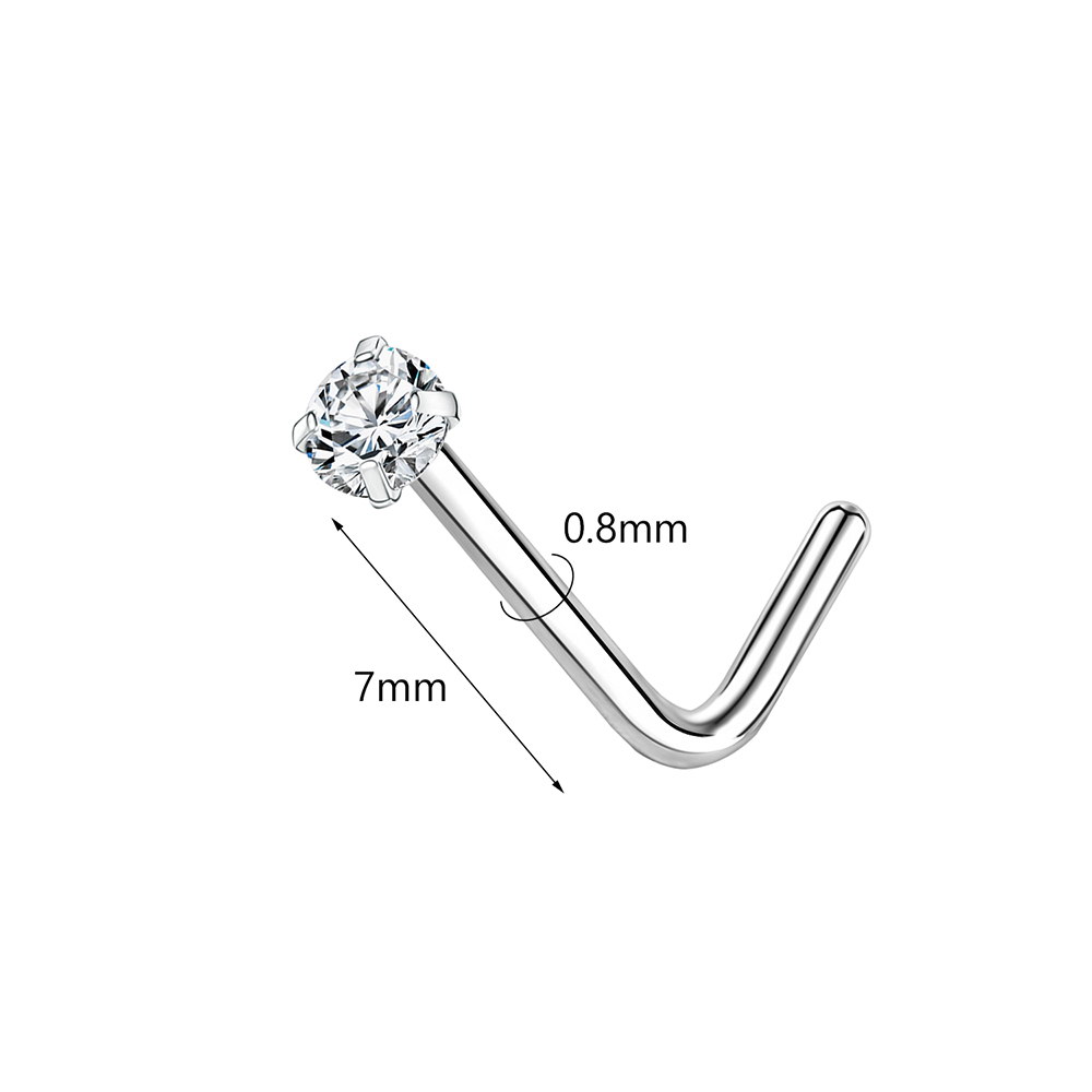 ZS 18/20G 925 scheggia narice piercing Placcato Oro Naso Borchie Zircone Lucido Setto Anelli Al Naso per Le Donne Reale sterlina Naso perno: nero / Cachi