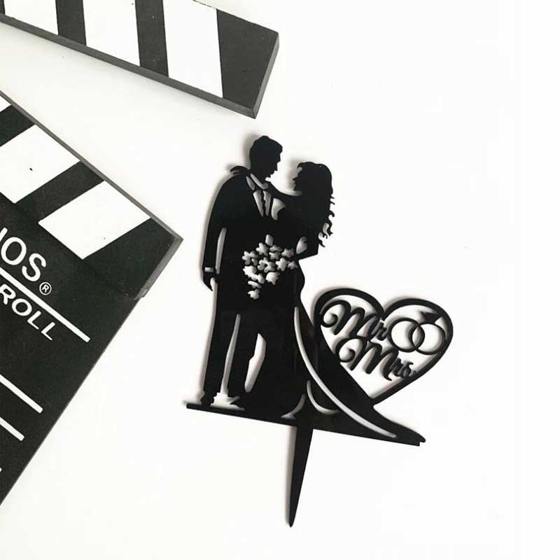 Wedding Cake Topper Acrylic Cupcake Topper Bride Groom Mr Mrs Wedding Decorations Mariage Anniversary Party Cake Top Flag Decor: picture show 01