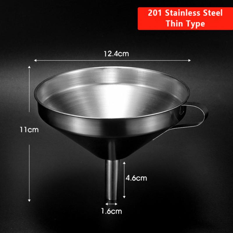 1pc rustfrit stål tragt køkkentragt til olie vin metal tragt aftageligt filter bred mund konserveringstragt køkken gadgets: 02