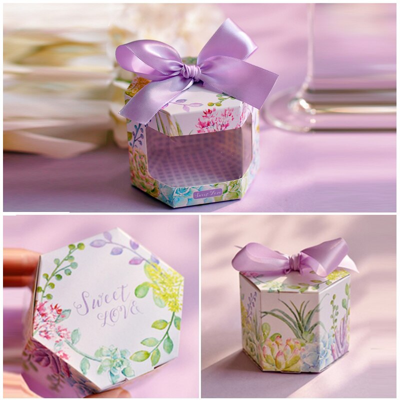 20/50/100pcs Wedding Candy Box Window Baby Shower Girl Cookie Chocolates Sweets Packaging Paper Bag Party Favors Small