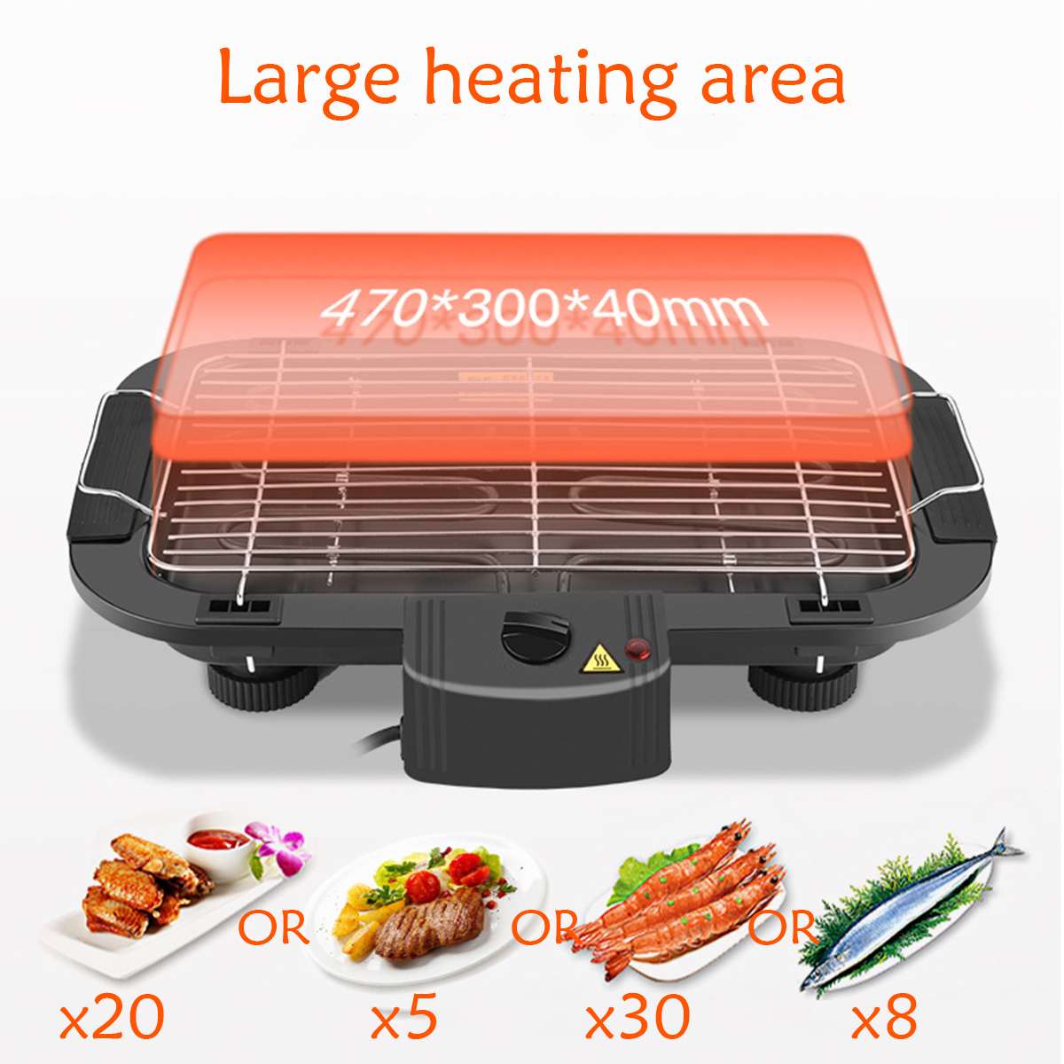 2000W Electric BBQ Grill Smokeless Barbecue Machine Household Indoor 5-Level Temperature Table Top Smokeless Tool for Camping
