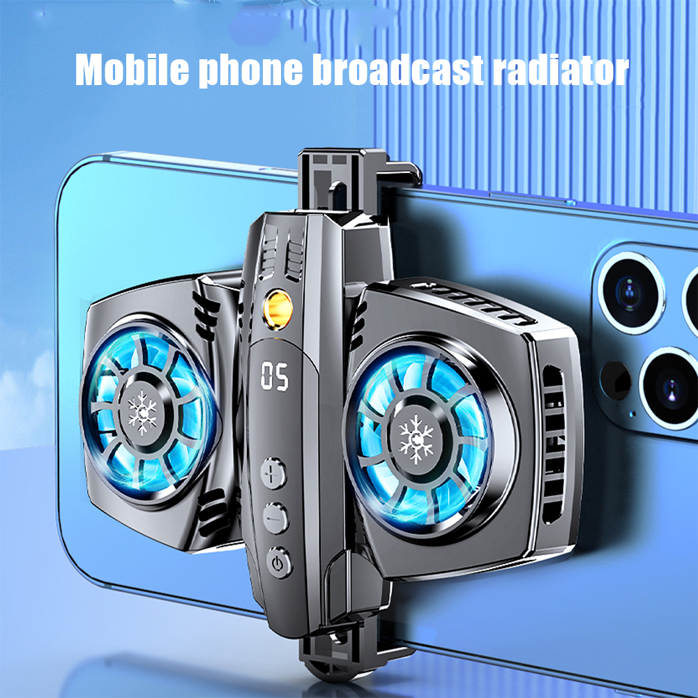 Halfgeleider Dual Koelventilator Radiator Usb Telefoon Cooler Smartphone Lcd Temperatuur Display Koellichaam Mobiele Telefoon Gamer Koelers