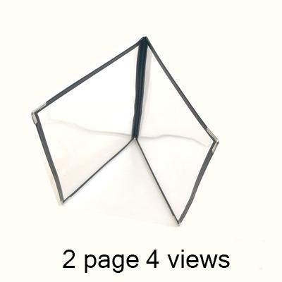 1, 2, 3, 4 sheets 2, 4, 6, 8 views menu menu book cover Fits 1/2\" x 11\" A4 Transparent PVC Holder: 2 page 4 view