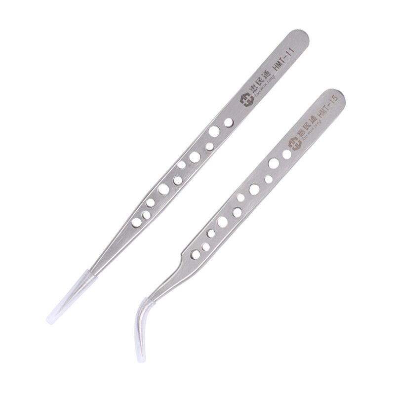Precision Industrial Tweezers ESD Safe Curved Straight Tip Stainless Steel Tweezer Electronics Repair Hand Tools Set