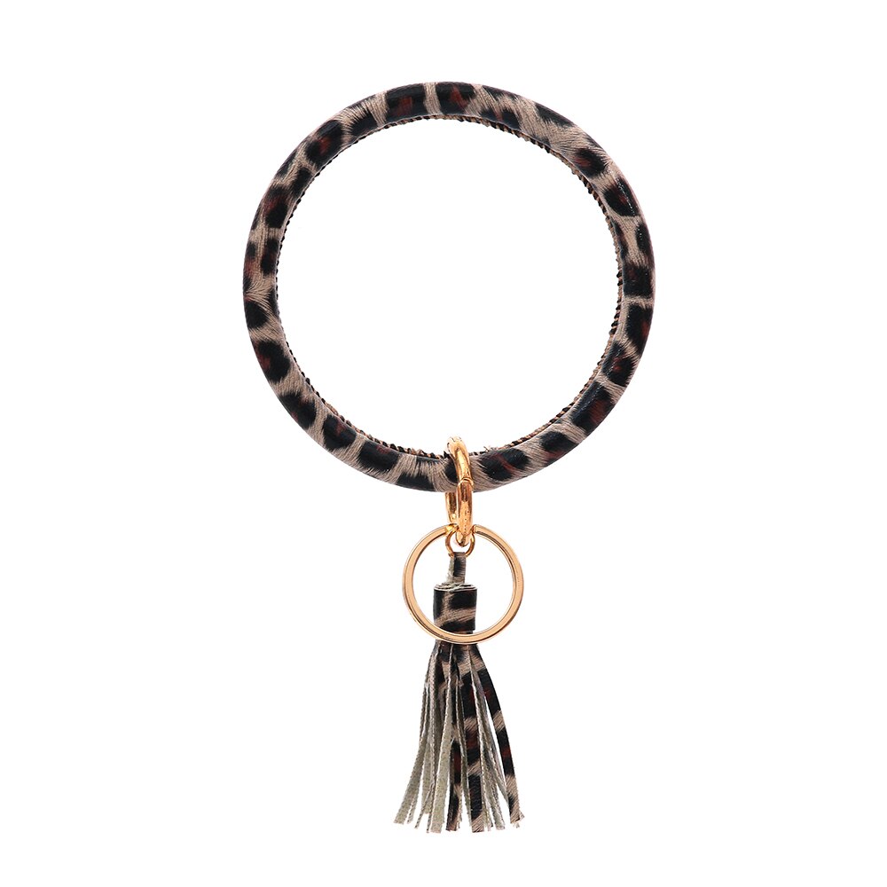 PU Lederen Armband Sleutelhanger voor Vrouwen Mode Luipaard Polsbandje Sleutelhanger tassel Bangle Sleutelhanger Pols Accessoires