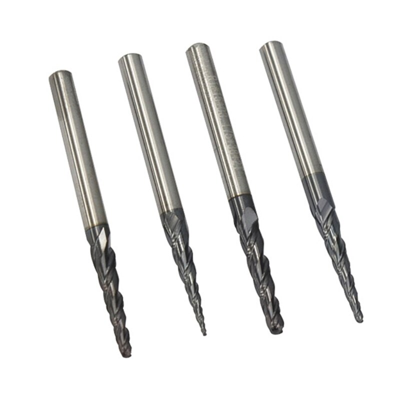 Fresa de punta de bola cónica, vástago de 3.175mm, broca de grabado de madera de carburo, fresadora CNC de aluminio, cortador R0.25/0,5/0,75/1,0