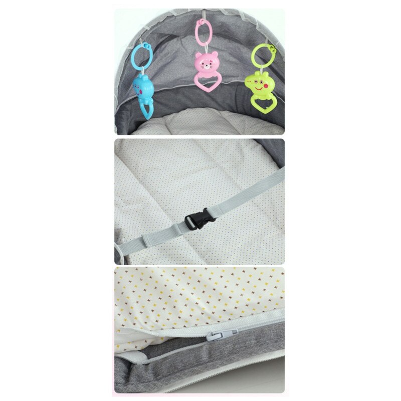 0-24M Baby Crib Portable Foldable Baby Bed with Bed Net Multipurpose Mummy Bag Pink/Red/Green/Blue/Gray