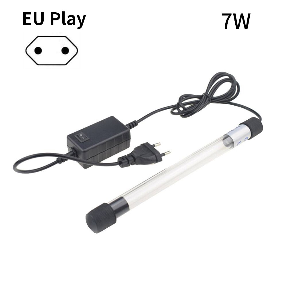 110/220V Submersible UV Sterilizer Lamp Light Ultraviolet Filter Waterproof Water Cleaner For Aquarium Pond Coral Fish Tank: 7w  EU plug