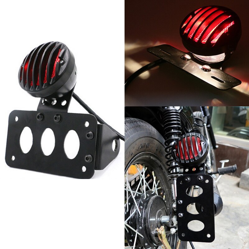 Universele Motorfiets Side Mount Tail Light W/Kenteken Plaat Beugel Voor Harley Sportster Stop Achterlicht