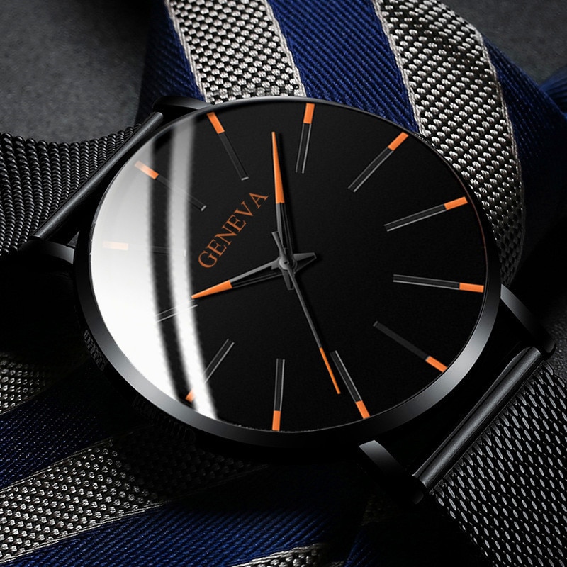 Minimalistische Mannen Mode Ultra Dunne Horloges Eenvoudige Mannen Business Roestvrijstalen Gaas Riem Quartz Horloge Relogio Masculino